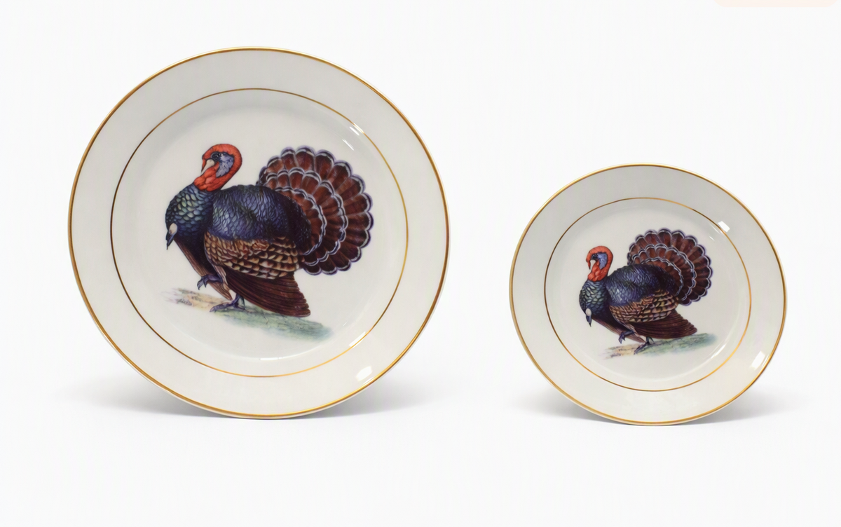 8‑Piece Ceramic Turkey Plate Set (10‑inch + 8‑inch)