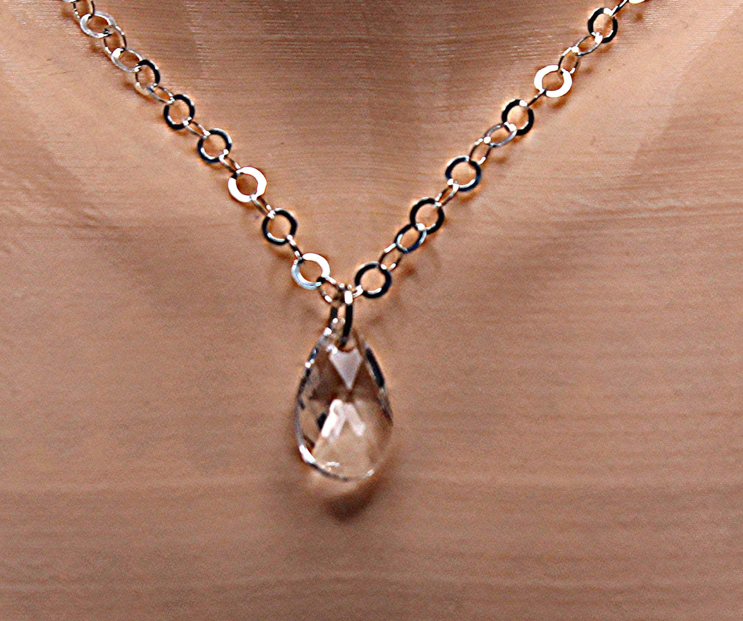 White Crystal Teardrop Necklace