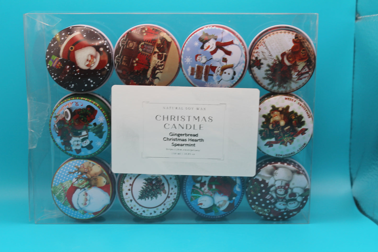 Christmas Candle Tins-12 Christmas Tree, Pumpkin Souffle, Gingerbread