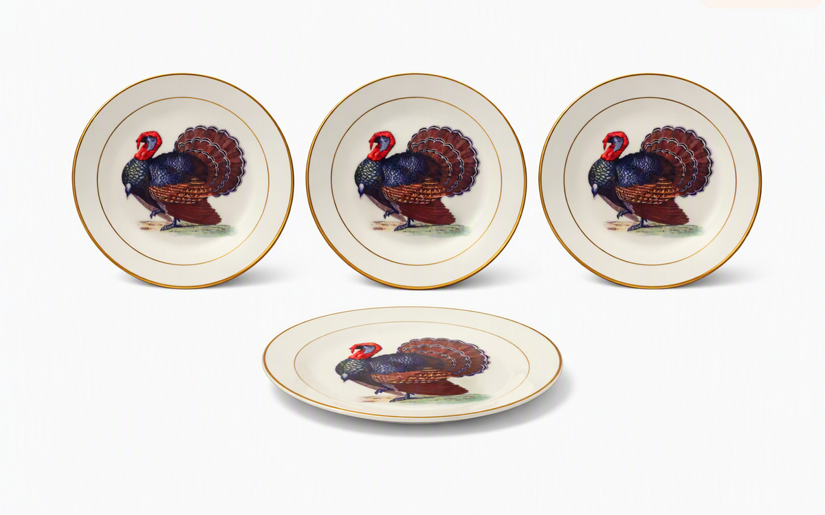 8‑Piece Ceramic Turkey Plate Set (10‑inch + 8‑inch)
