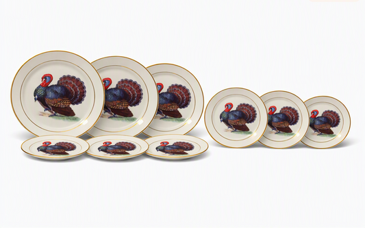 8‑Piece Ceramic Turkey Plate Set (10‑inch + 8‑inch)