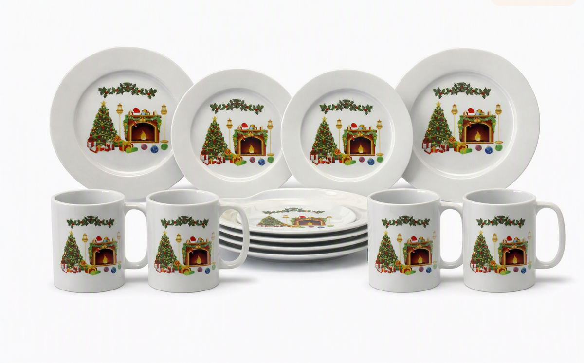 8‑Piece Christmas Ceramic Dinnerware Set for Four