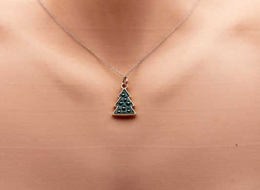 Gold Cable Chain with Christmas Tree Charm