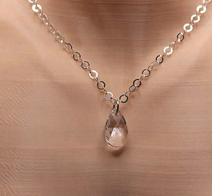 White Crystal Teardrop Necklace