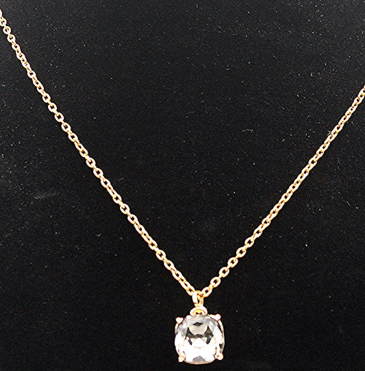 Clear Square Crystal Necklace