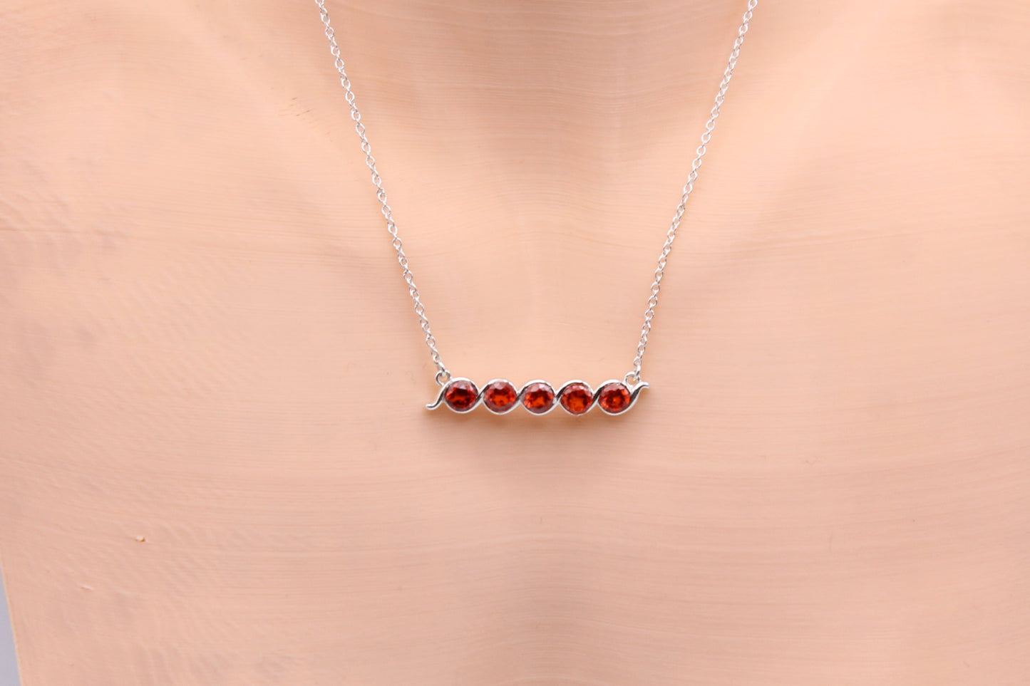 five Gemstone Bar Necklace