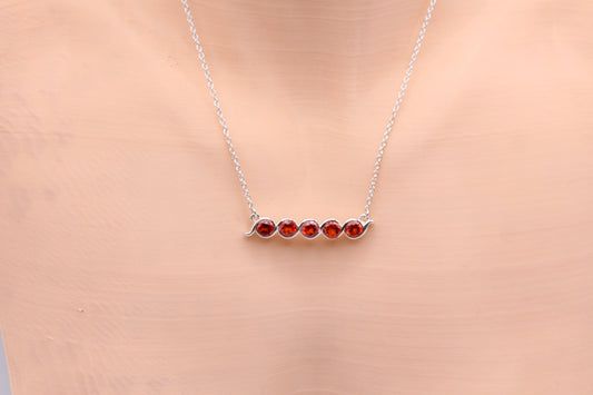 five Gemstone Bar Necklace