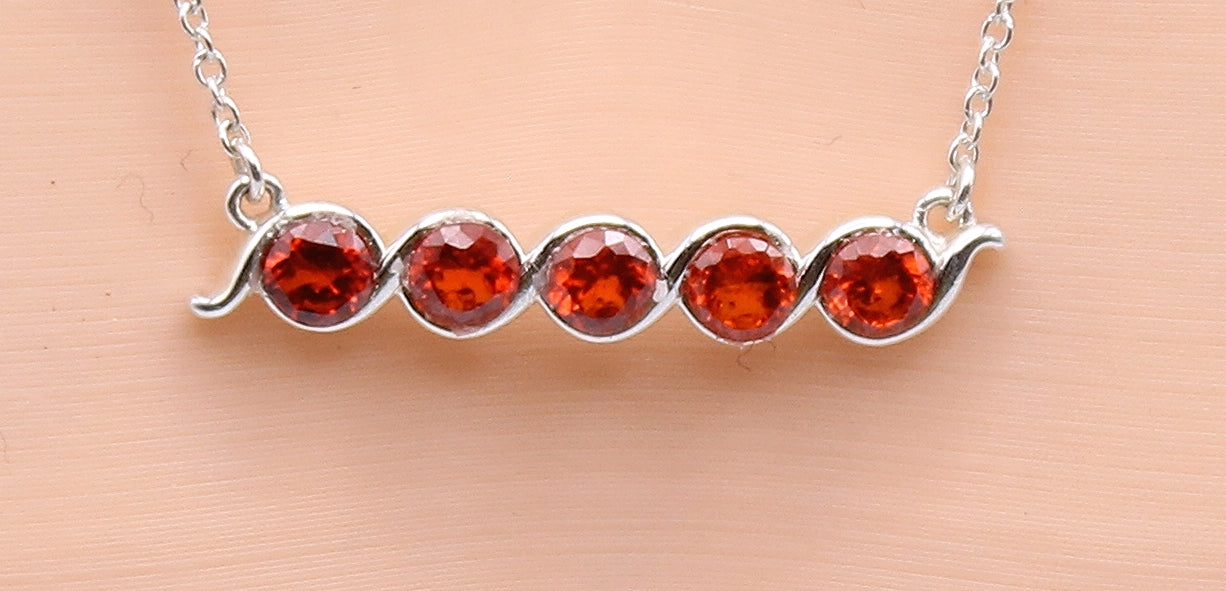 five Gemstone Bar Necklace