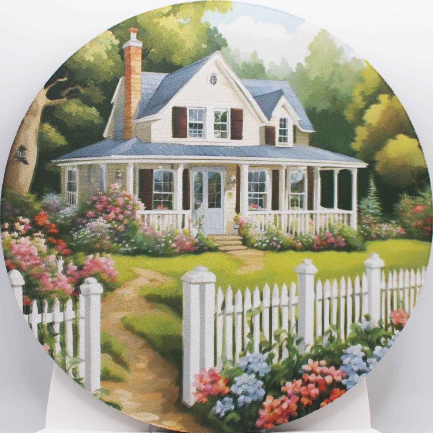 White Cottage Mouse Pad